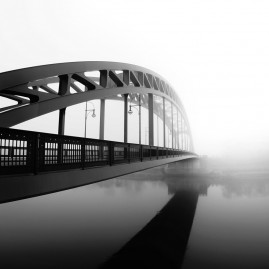Sternbrücke im Nebel - Magdeburg